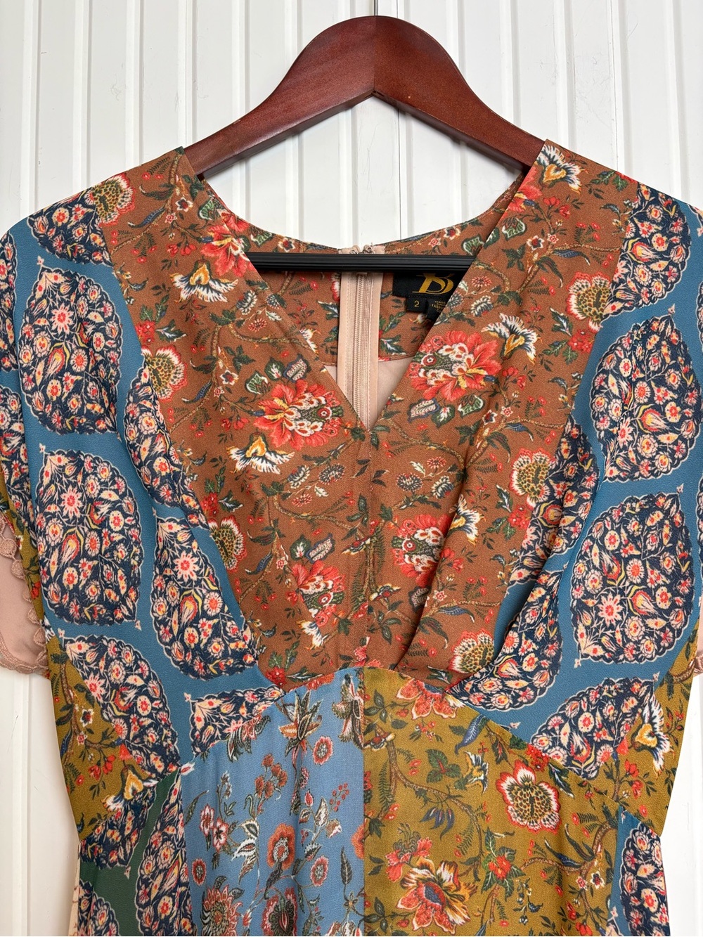 NWT Sachin Babi Patchwork Bohemian Dress 2 Floral Peasant Cottagecore Hippie - Picture 3 of 15